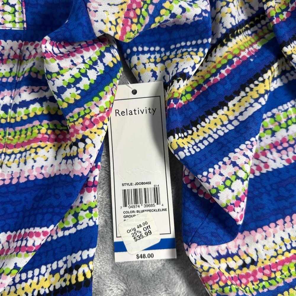 Relativity multi-colored striped button-up shirt … - image 4